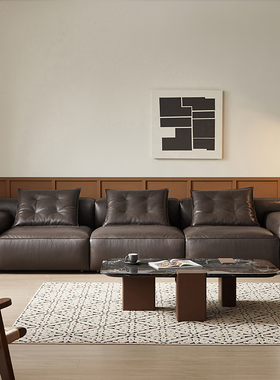 全友家居门店同款时尚风 205003 头层牛皮全真皮直排一字型皮沙发