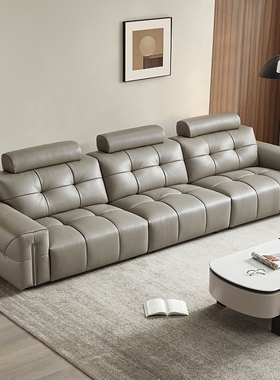 全友家居门店同款 时尚风 22981 直排一字型真头层黄牛皮艺沙发