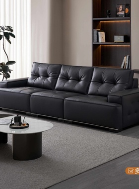 全友家居门店同款 极简风 22970 头层真黄牛皮一字型直排皮艺沙发