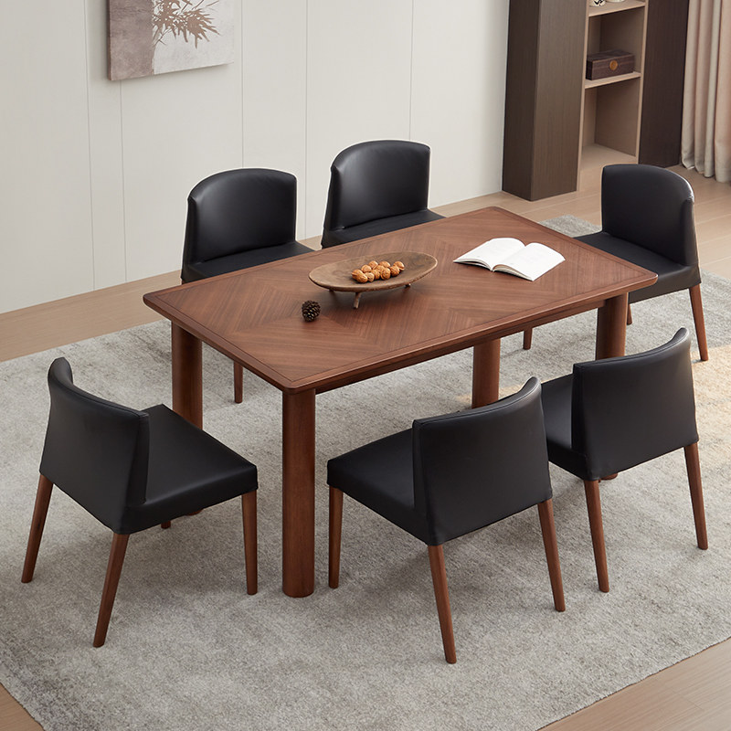 全友家居门店同款 东方风 璞素系列 810501 实木面条形长餐桌餐椅