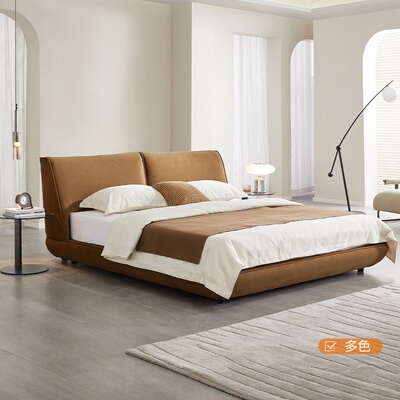 全友家居门店同款 时尚风 92355AB 软包亲柔绒布布艺双人床1.8米