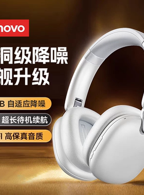 联想TH60主动降噪头戴式耳机蓝牙无线电脑耳麦适用苹果新款白/灰