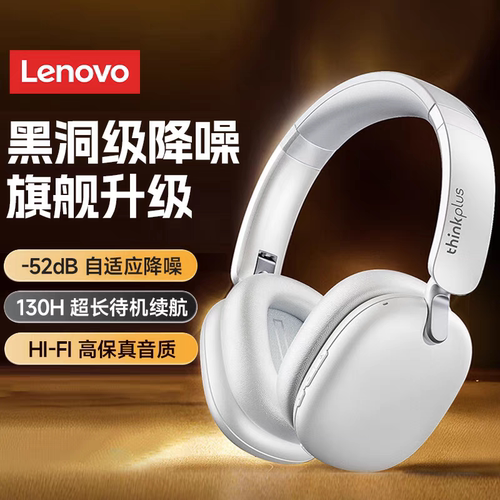 联想TH60主动降噪头戴式耳机蓝牙无线电脑耳麦适用苹果新款白/灰