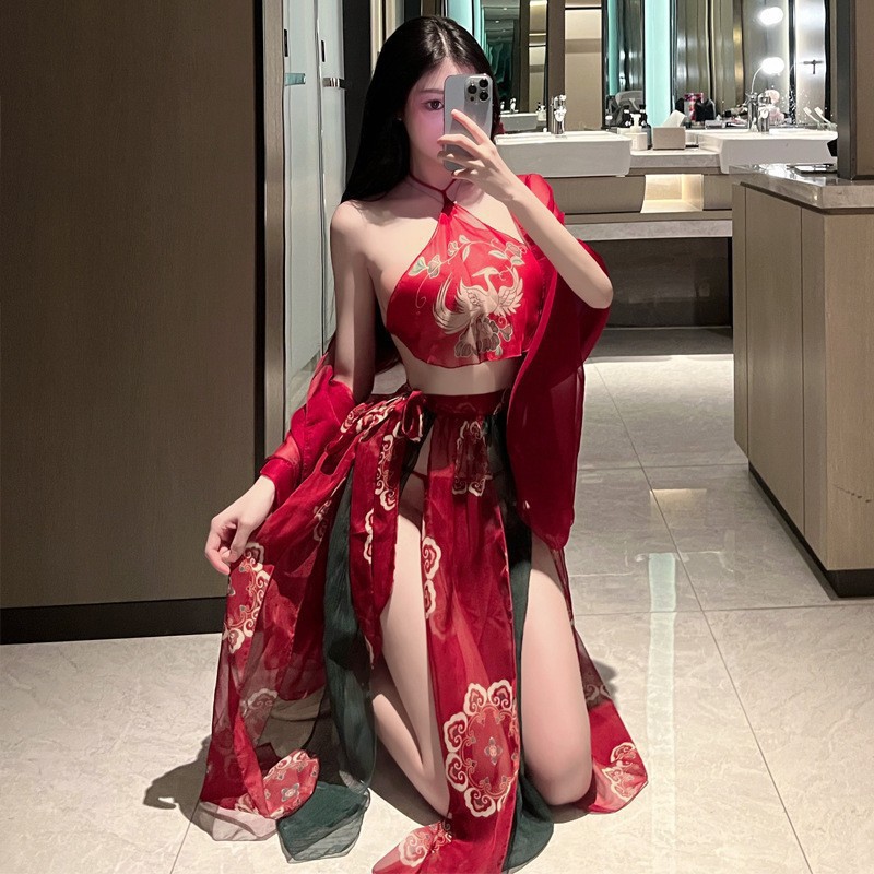 情趣性感内衣大唐盛装汉服古风飞天肚兜套装女睡衣宫廷浴袍睡裙