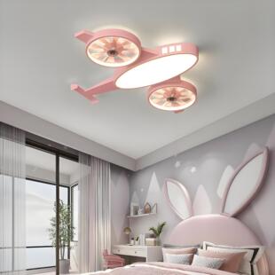 可爱飞机儿童房双翼风扇灯卧室书房护眼卡通家居装修灯饰中山灯具
