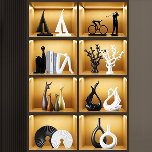 轻奢高档酒柜摆件展示柜高级感客厅电视柜装饰品艺术家居饰品摆设