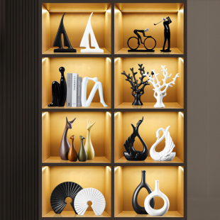 轻奢高档酒柜摆件展示柜高级感客厅电视柜装饰品艺术家居饰品摆设