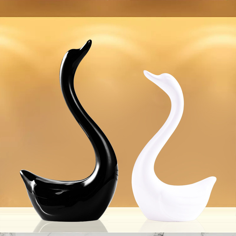 北欧现代家居客厅电视柜酒柜玄关摆件陶瓷情侣天鹅装饰品鞋柜摆设,家居饰品,装饰摆件,淘宝优惠券,粉丝福利购,淘宝优惠卷