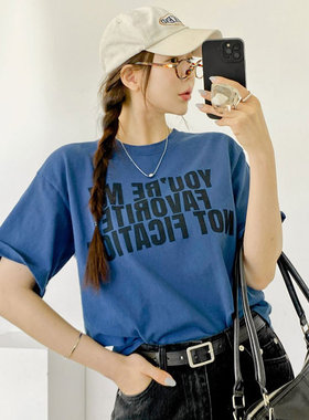 时尚起义韩国甜酷2026春fication字母棉质宽松短袖T恤dw26012405