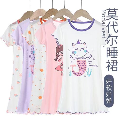 女大童家居服莫代尔卡通睡裙