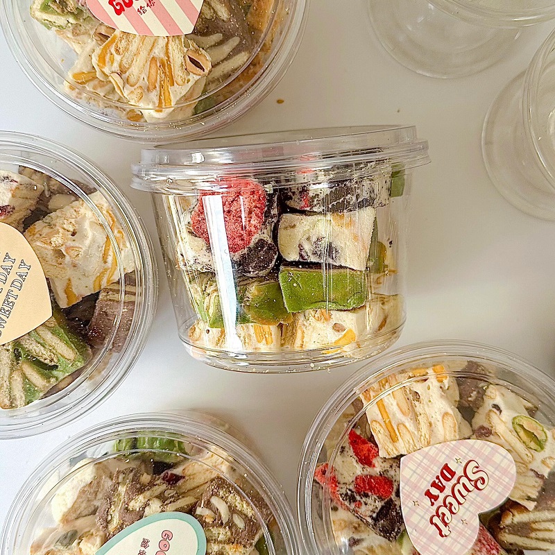 雪花酥包装盒曲奇饼干太妃糖坚果干货牛轧糖透明西点一次性打包盒