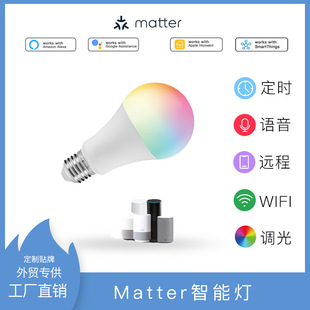 Matter智能泡灯E27无极调光调色HomeKit谷歌亚马逊音响A19球灯泡