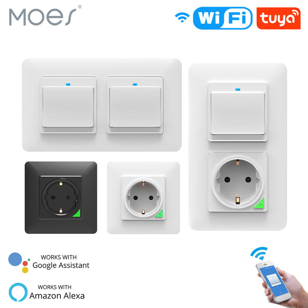 涂鸦WiFi按键智能开关窗帘开关墙壁插座app远程定时家居多路面板