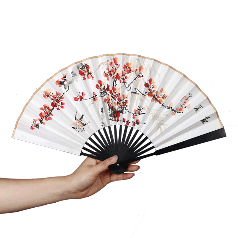 中式手绘折扇山水一面diy7-10寸