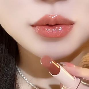 透明果冻淡色奶茶口红滋润保湿持久显白裸色素颜豆沙唇彩唇膏