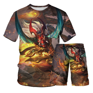 王者荣耀短裤夏季典韦战鼓燎原套装直筒裤宿舍开黑套装沙滩裤潮流