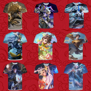 王者荣耀蔡文姬花朝如约衣服短袖T恤夏季男女中小学生青少年上衣