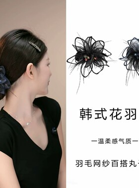 高级感羽毛花朵抓夹显发量百搭