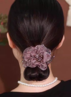 2025新款欧根纱太阳花大肠发圈头绳扎头皮筋女高级感头花头饰发饰