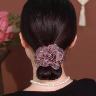 2025新款欧根纱太阳花大肠发圈头绳扎头皮筋女高级感头花头饰发饰