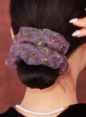 紫色大肠发圈女2025新款高级感洋气时尚扎头皮筋女生头花头饰发饰