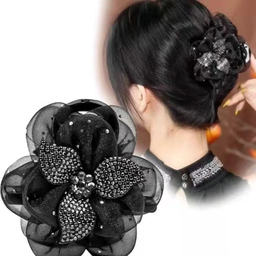 显发量水钻2025新款后脑勺花朵