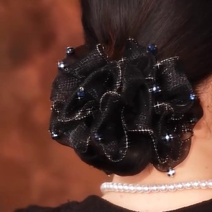 复古大肠发圈女绑发花苞头发绳超大蓬松显发量扎头橡皮筋头花头饰