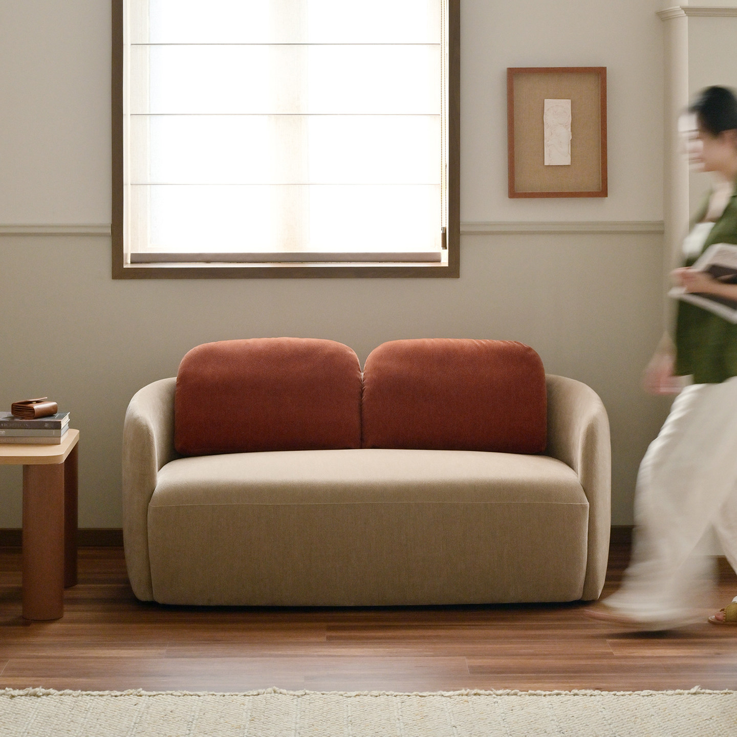 作壳ZOK 暖屿双人沙发  法式复古客厅撞色创意现代简约布艺沙发