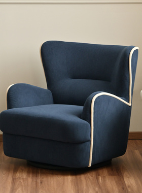 作壳ZOK 巨蟹座沙发椅 法式复古单人沙发撞色旋转椅灯芯绒休闲椅