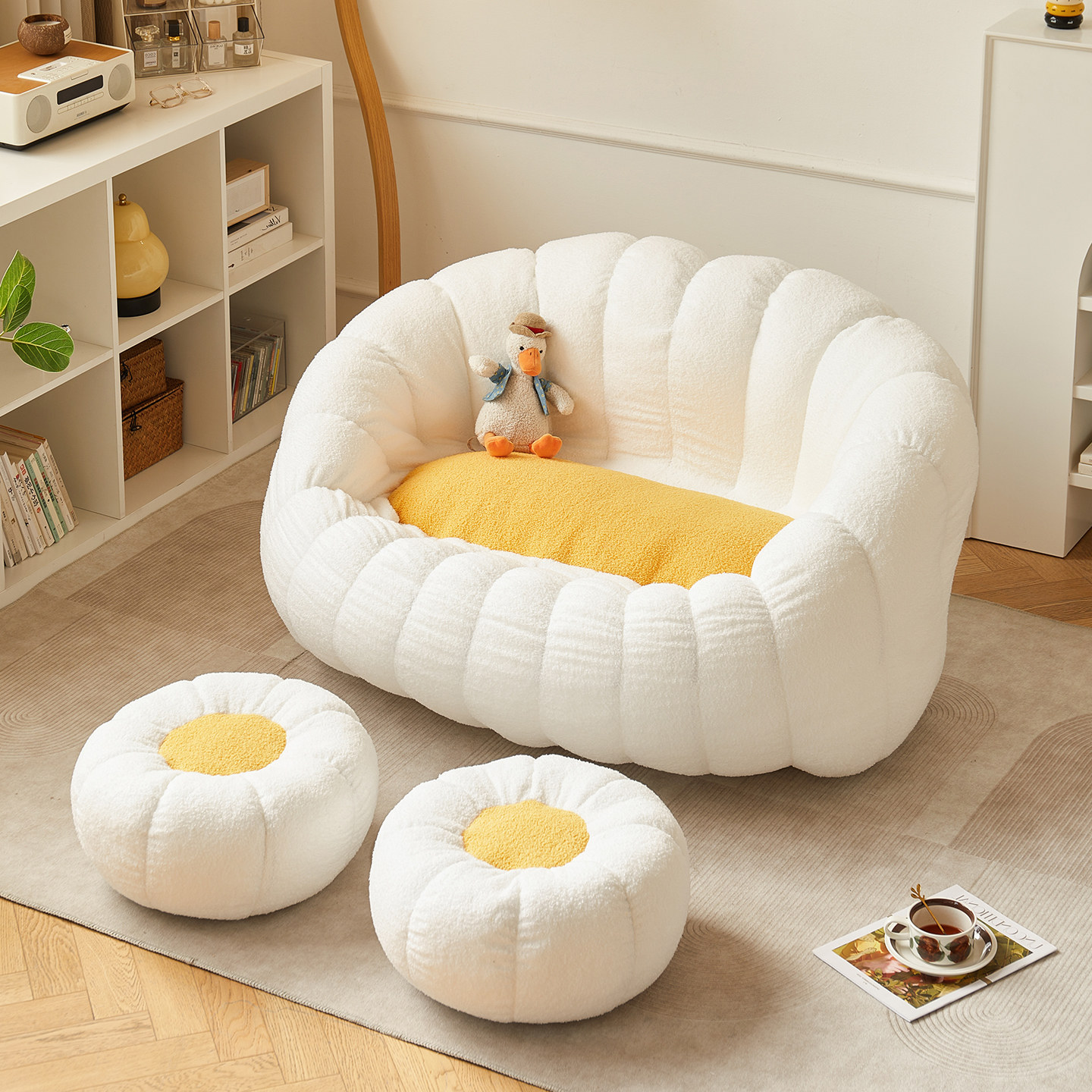 懒人沙发客厅2026新款小户型双人布艺奶油风卧室出租房休闲小沙发