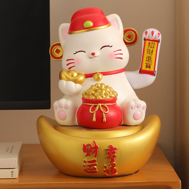 发财招财猫摆件自动招手摇手公司收银前台装饰品乔迁店铺开业礼物