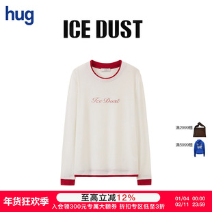 【ICE DUST】hug 2026早春新款撞色假两件T恤icedust