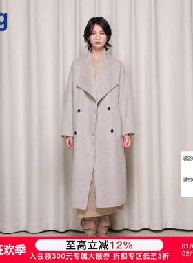 【BOTTOM NOTES】2025秋冬新燕麦大翻领束腰羊毛长款大衣外套