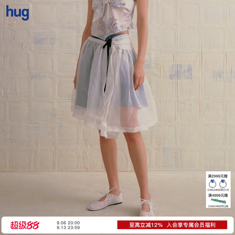 【MARCHEN】hug 2025新款中长半身裙网球课倾斜百褶裙