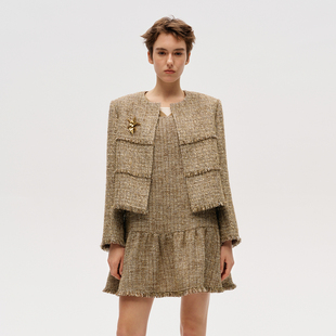 2025秋冬新款 hug DUST 小香风分割拉毛外套 ICE