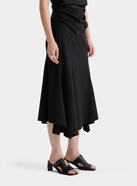 【DEEPMOSS】hug 2025早春新款简约通勤雾黑色弹力鱼尾A字半裙