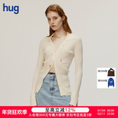 淡黄色罗纹修身 针织开衫 hug 2025早春新款 AETNA PROJECT