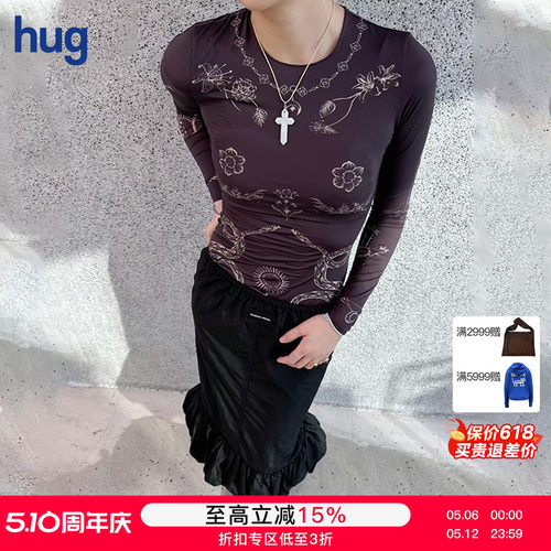 【MARINE SERRE】hug 花卉圆领印花打底衫长袖上衣