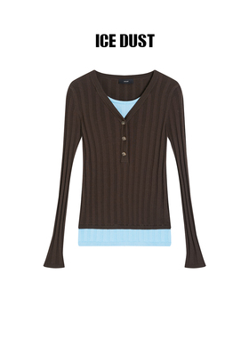 【ICE DUST】hug 2025秋冬新款假两件打底衫