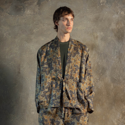 【UMAWANG】hug 2025早春新款复古印花系带开衫