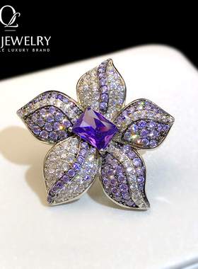 紫荆花胸针精致小巧小香风胸花紫色镶钻设计感小众西装配饰别针扣