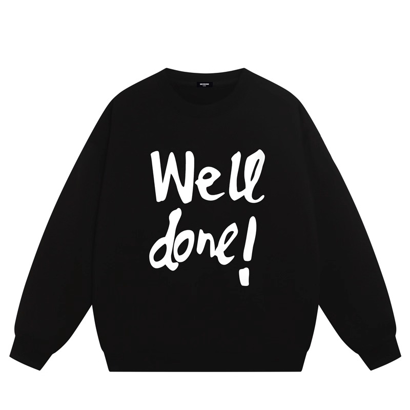 WE11DONE CDG*25AW美式潮牌字母印花情侣款重磅宽松加绒圆领卫衣