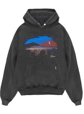 REP REPRESENT*25AW小众潮牌高街宽松情侣水洗做旧连帽长袖卫衣男