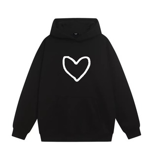 重磅宽松加绒连帽卫衣 25AW小众潮牌爱心印花情侣款 WE11DONE CDG