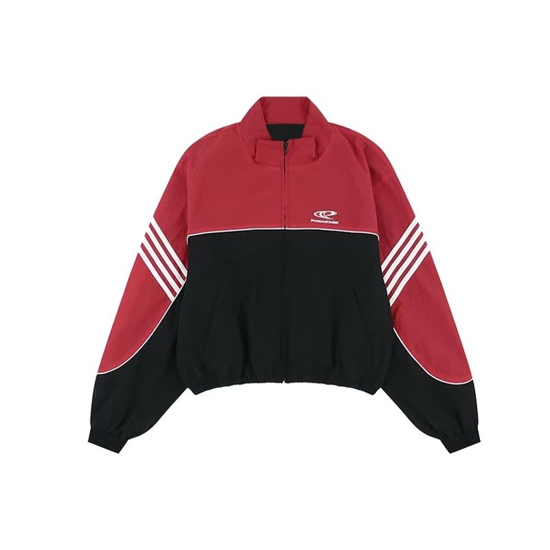 GRAILZ TALK *25AW小众潮牌简约拼色条纹情侣宽松冲锋衣夹克外套