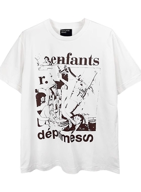 ERD*25SS忧郁的富二代卡通漫画青年美潮流行圆领个性潮牌短袖T恤