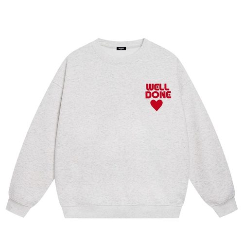 WE11DONE CDG*25AW小众潮牌重磅爱心宽松情侣款加绒圆领卫衣男