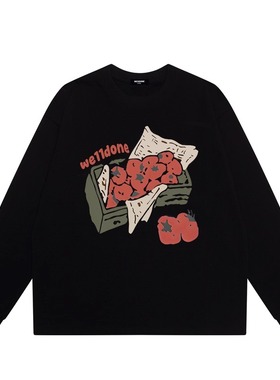 WE11DONE CDG*25AW小众潮牌番茄印花简约打底衫情侣款纯棉长袖T恤