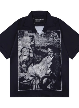 ERD*25SS忧郁的富二代美式潮牌小众宽松休闲印花LOGO短袖衬衫男