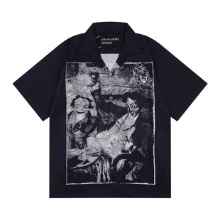 ERD*25SS忧郁的富二代美式潮牌小众宽松休闲印花LOGO短袖衬衫男